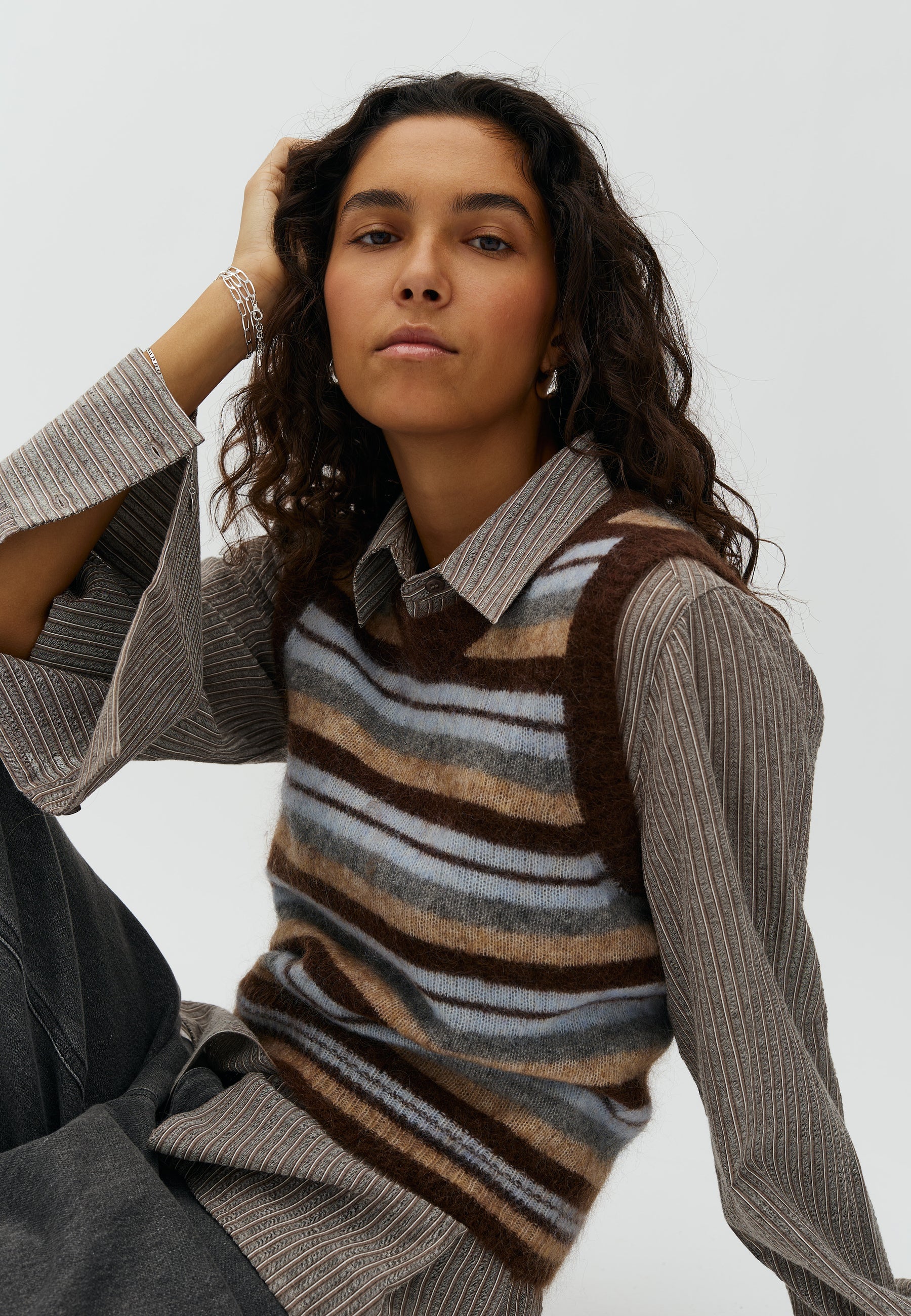 Flavin-M_Friday Mutli Stripe Brown_Model_3