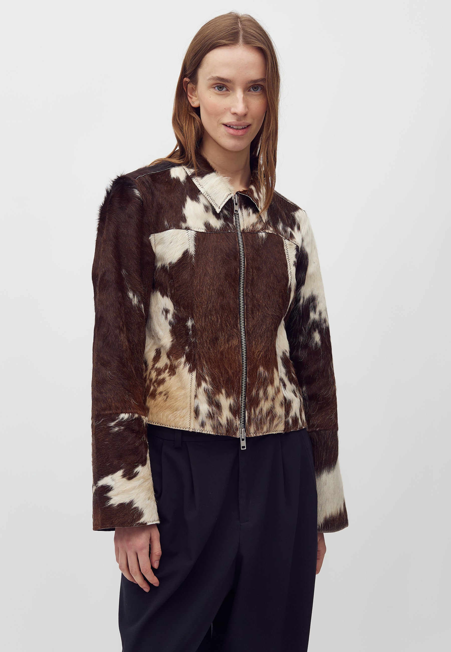 Joline-M Cow Leather Jacket - Brown Cow