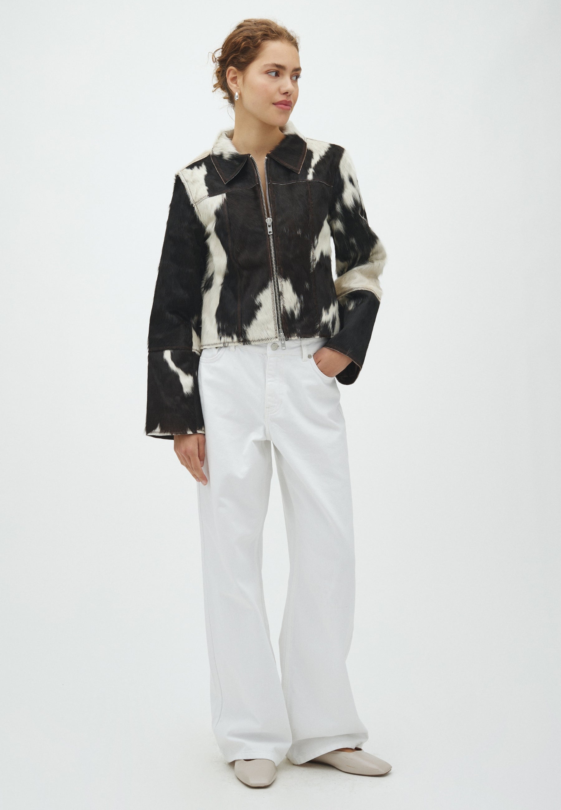 Joline-M Cow Leather Jacket - Brown Cow
