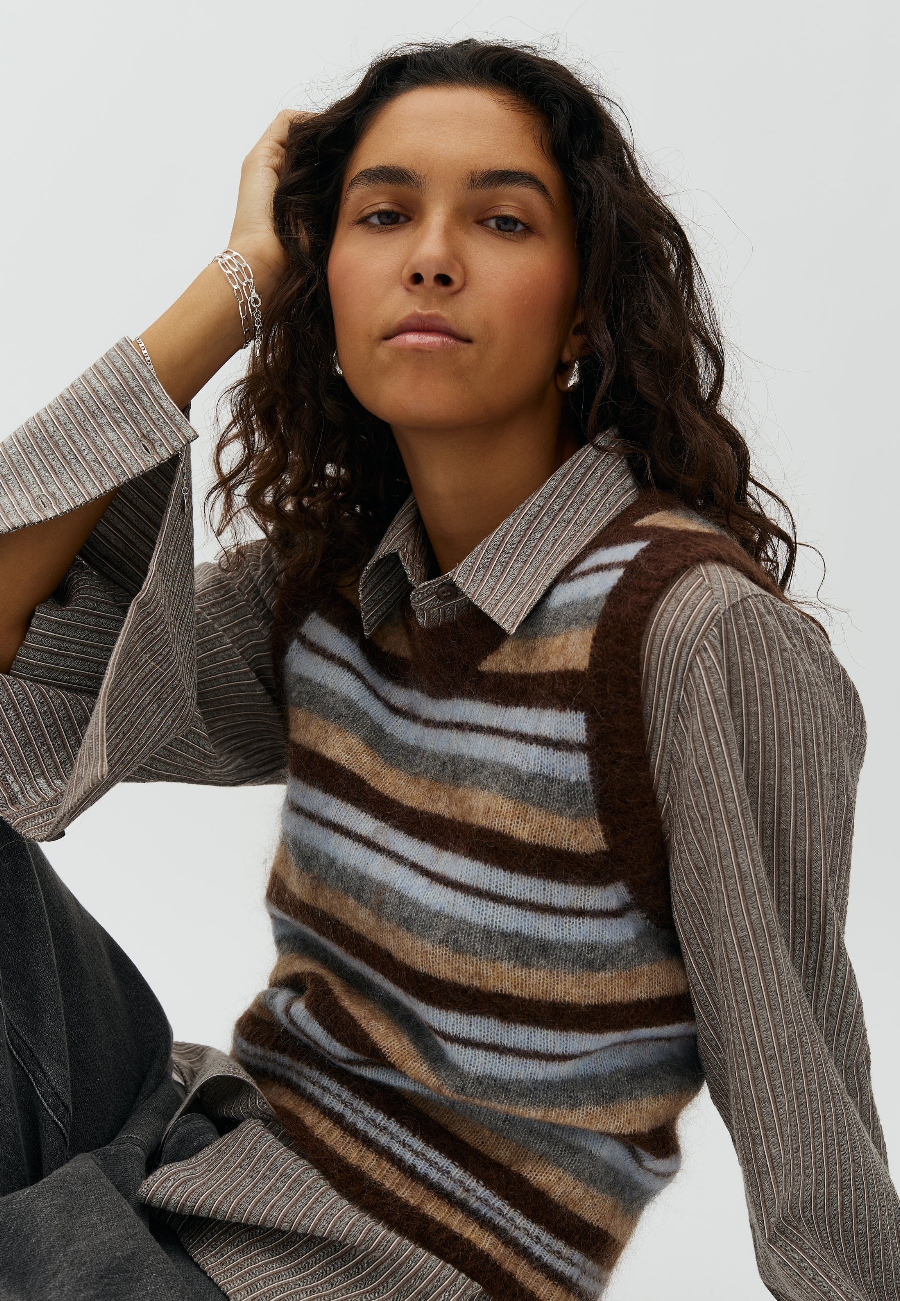 Flavin-M_Friday Mutli Stripe Brown_Model_1