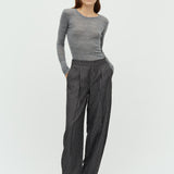 Leontina-M_Grey Pinestripe_Model_1