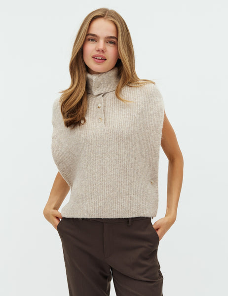 Tristiana-M Knit Vest - Light Taupe Melange