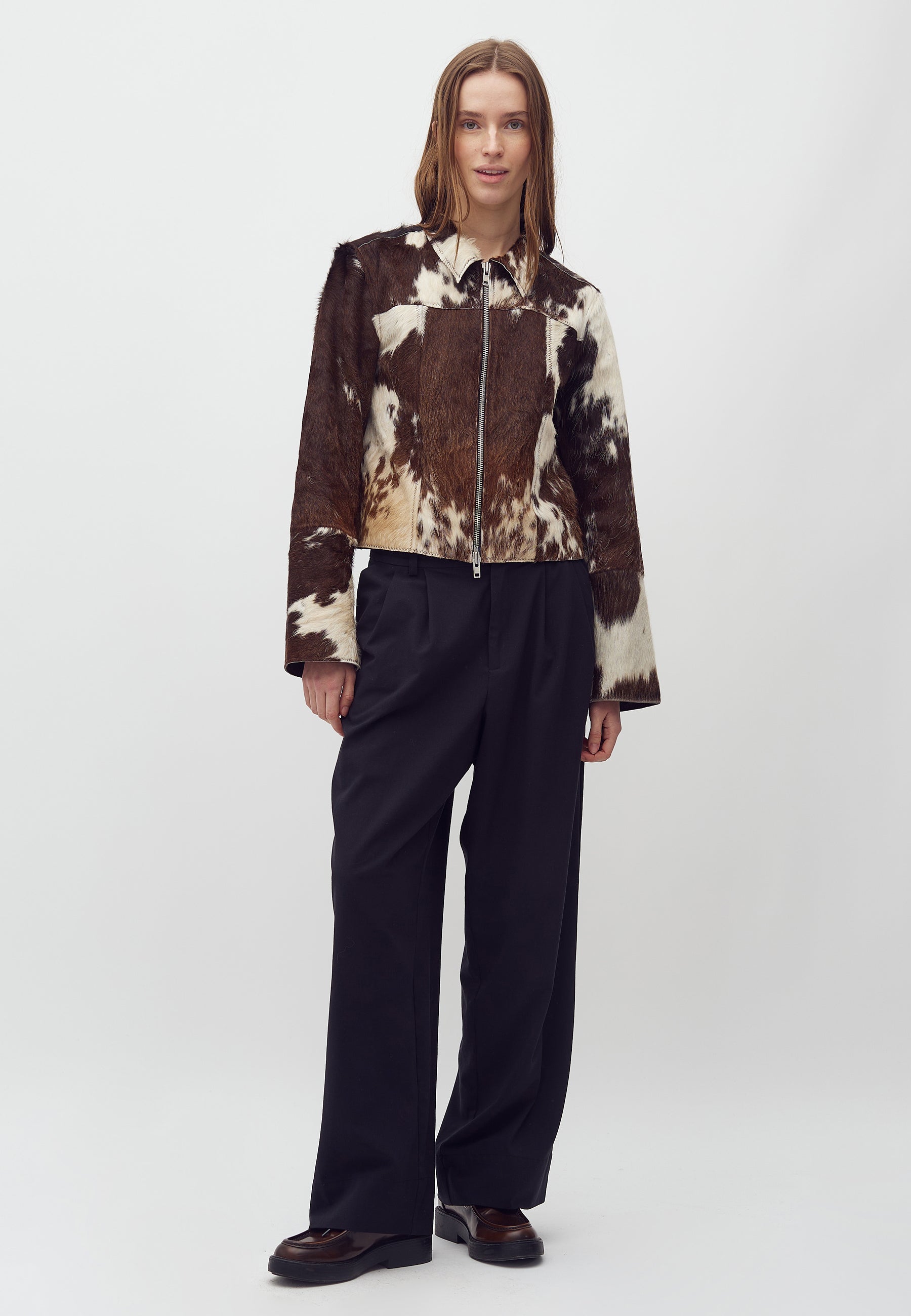 Joline-M Cow Leather Jacket - Brown Cow