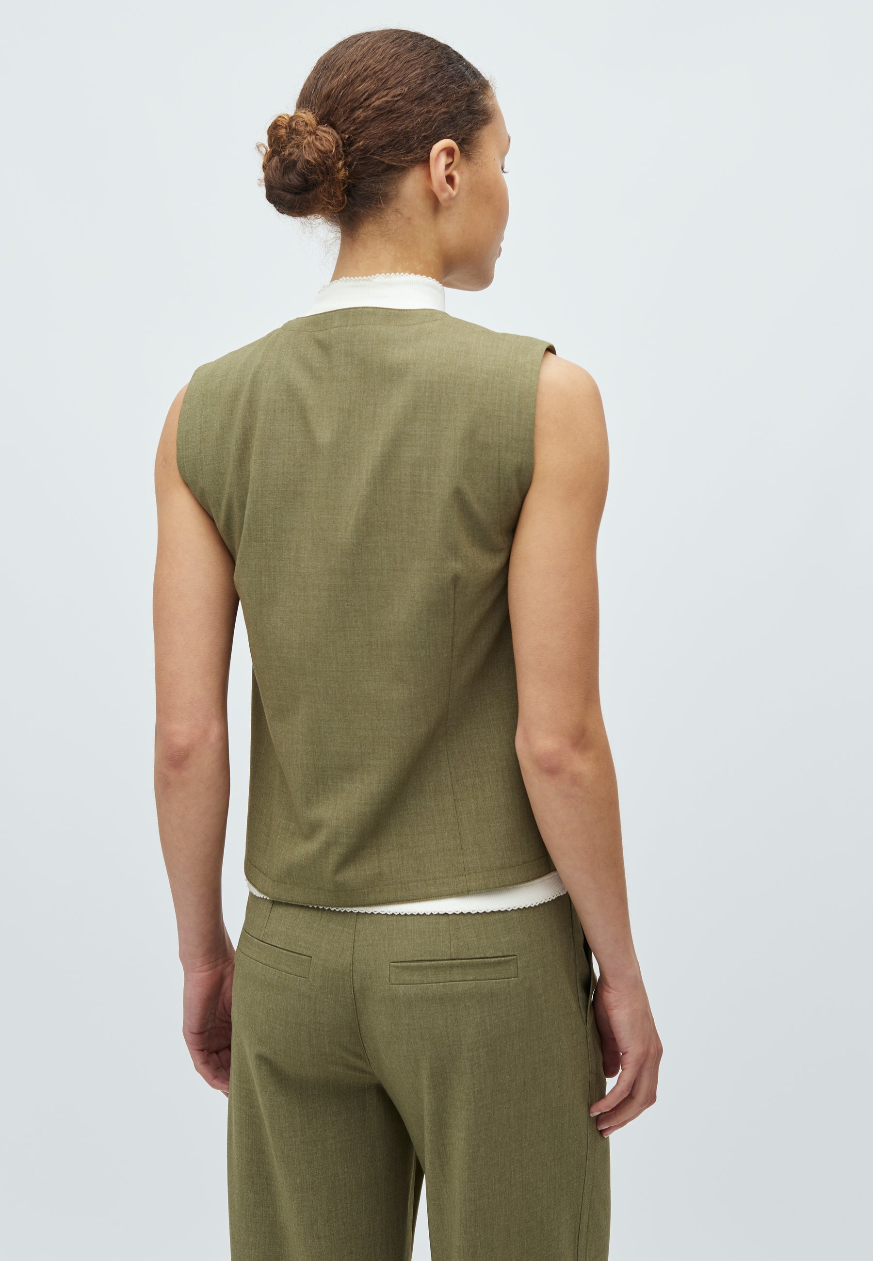 Flavina-M Waistcoat - Dusty Olive Melange
