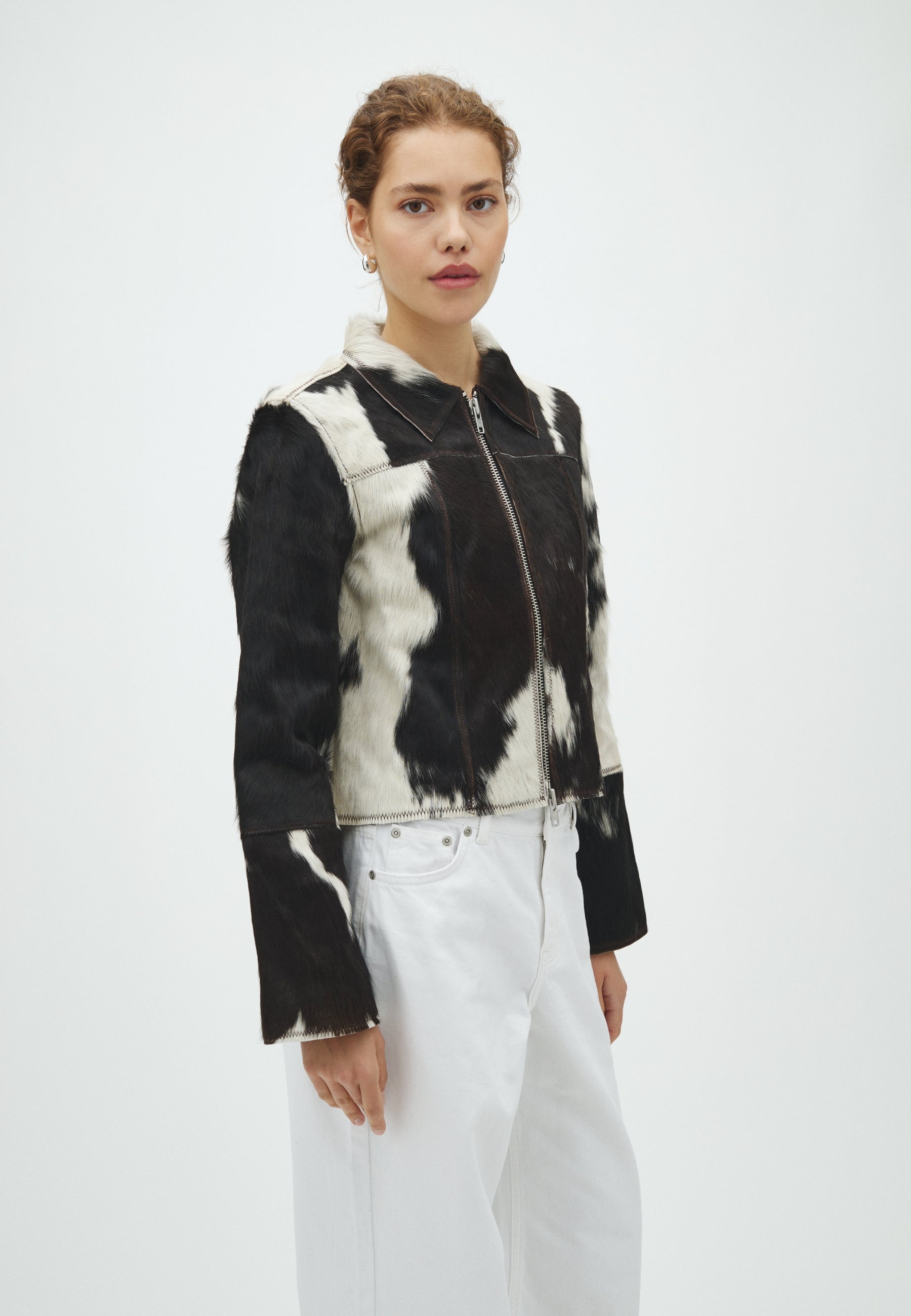 Joline-M Cow Leather Jacket - Brown Cow